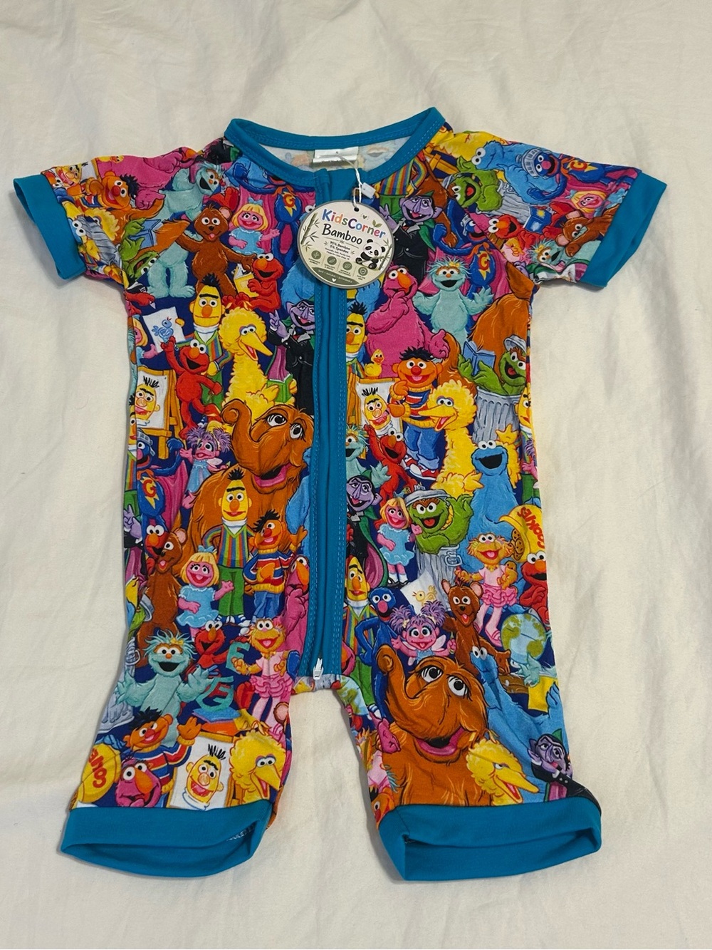 Sesame Street Kids Bamboo Zip Up Pajamas Size 2T Elmo Cookie Monster NWT